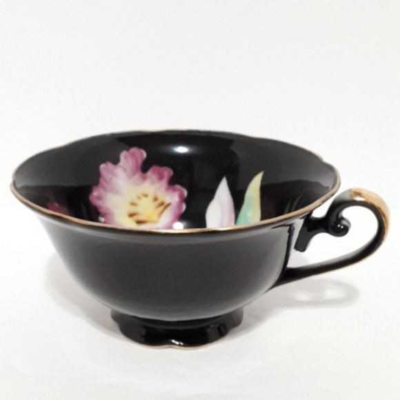 Iris Black Teacup Japan vintage 1950's - Picture 4 of 7
